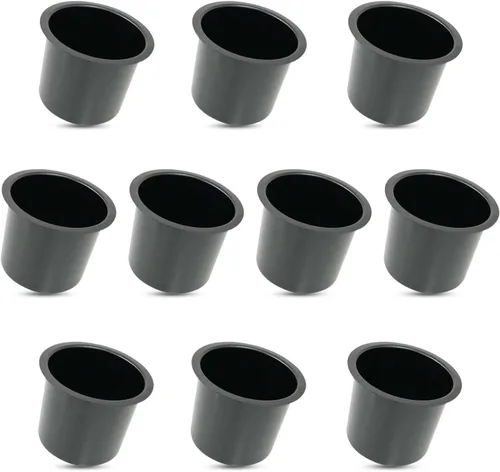 Yuanhe - Portavasos de aluminio Jumbo – Paquete de 10 soportes de mesa de póquer negro para mesa de juegos de casino, sofá, barcos, pontón, banco