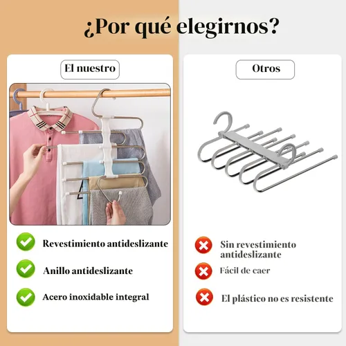 Miniatura 3 de Kalimdor Perchas para pantalones, paquete de 2 organizadores de armario de metal que ahorran espacio, perchas para ropa, pantalones, diseño