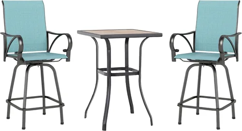 Miniatura 28 de Juego de 4 taburetes de bar para exterior de MFSTUDIO, sillas giratorias de patio con altura de barra, barras de bar de patio con respaldo alto
