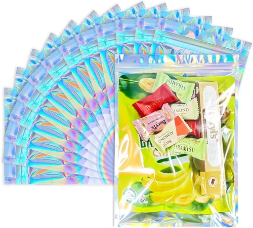 Miniatura 16 de Bolsas holográficas, bolsas resellables a prueba de olores de 3 x 5 pulgadas para alimentos, pequeñas empresas y fiestas (100 unidades)