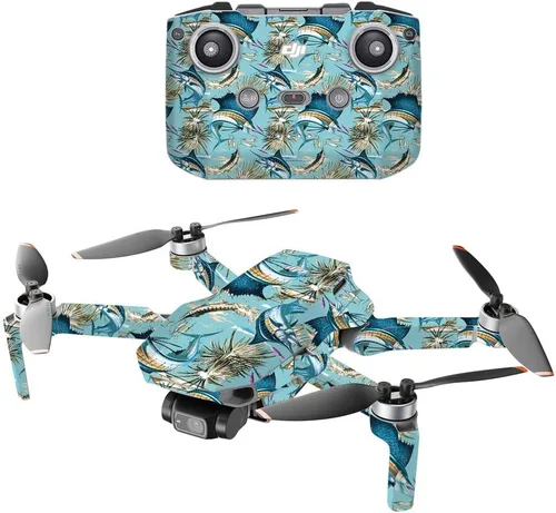 MightySkins - Compatible con DJI Mini 2 Dron portátil - Island Fish | Funda protectora de vinilo duradera y única | Fácil de aplicar, quitar y