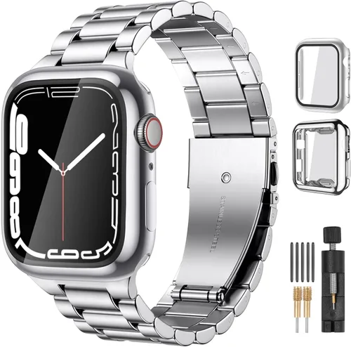 Miniatura 22 de Lerobo Compatible con Apple Watch Band de 1.732 in 1.654 in 1.575 in 1.496 in 1.614 in 1.772 in 150.9 ft 1.929 in, correa de metal de acero