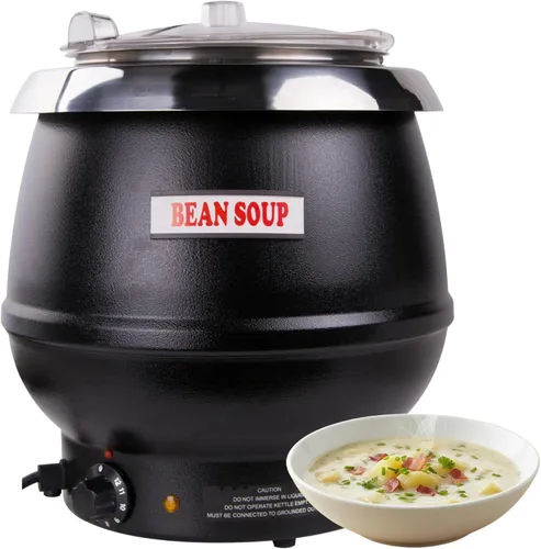 Miniatura 9 de Calentador de sopa comercial de 6 cuartos de galón, calentador de alimentos de 300 W con tapa con bisagras y olla desmontable, control