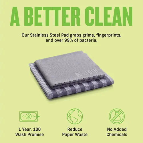 Miniatura 4 de Kit de Paño de Limpieza de Microfibra de Acero Inoxidable E-Cloth - Limpiador de Acero Inoxidable para Electrodomésticos, Horno, Estufa y Más
