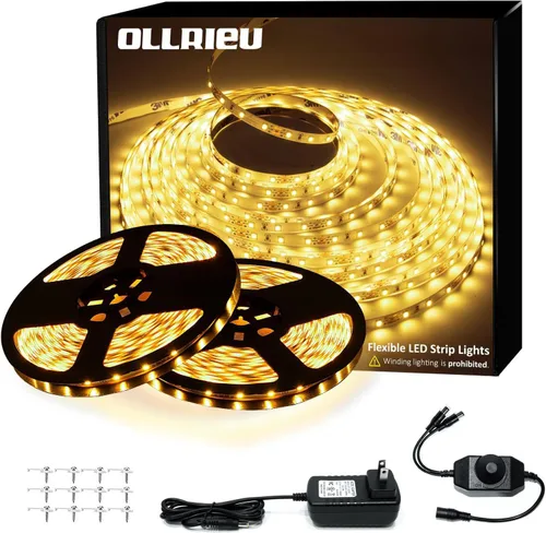Miniatura 11 de Tira de luces LED blancas de 10 pies, cinta regulable de 12 V con control remoto infrarrojo, luz de cinta adhesiva SMD 2835, conectable, cortable