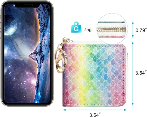 Miniatura 9 de GEEAD - Monedero pequeño con purpurina para mujer o niña, con anillo para llavero