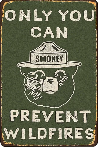 CCPARTON Letrero de metal vintage Smokey Bear, letrero retro de estaño de aluminio para decoración de pared de café en casa, 8 x 12 pulgadas Letrero