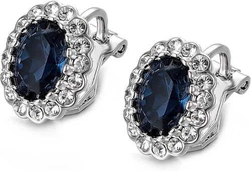 Miniatura 3 de Yoursfs Austria - Aretes de clip de cristal para mujer, chapados en oro de 18 quilates, joyería de moda con halo de circonita cúbica, aretes sin