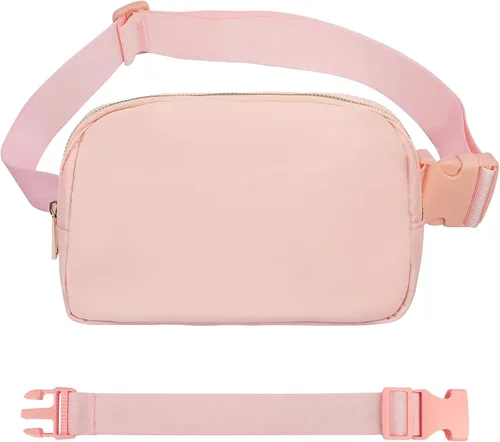 Miniatura 14 de VOROLO Riñonera para mujeres y hombres, bolsa cruzada, bolsa de cinturón con correa ajustable, Rosa, 5,6 pulg.