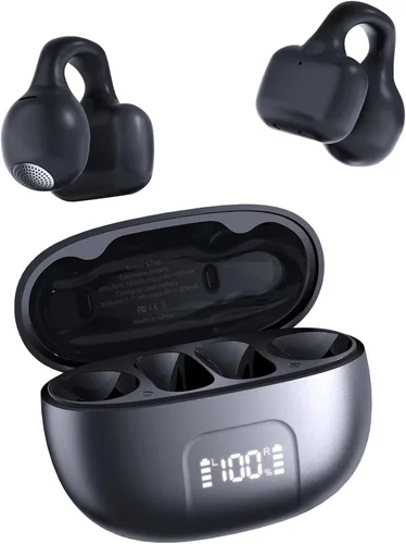Auriculares con clip, auriculares de oreja abierta, mini auriculares de conducción ósea IPX6, impermeables, Bluetooth, Bluetooth 5.4, auriculares