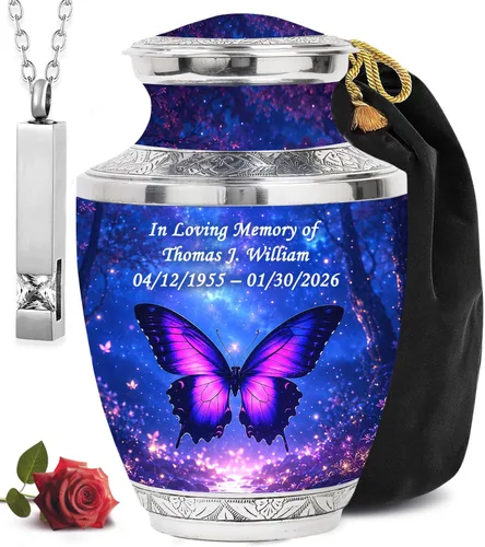 Miniatura 12 de Personalized Custom American Eagle Urn Set of 6 - Hand-Engraved Black Eagle Urns for Human Ashes Adult Female & Male, Includes 1 Large Adult Urn