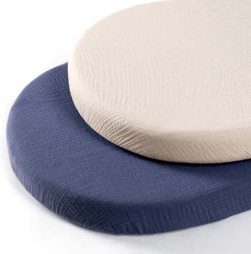 Miniatura 104 de lulumoon Sábanas de muselina para moisés para bebé: sábanas ajustables suaves para moisés de cabecera para niños y niñas Oliva y Crema