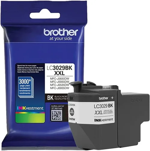 Brother LC3029BK - Cartucho de tinta negro de súper alto rendimiento, tinta negra de repuesto, rendimiento de páginas de hasta 3000 páginas,