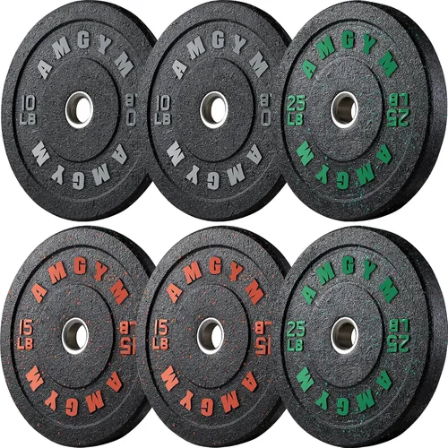 Miniatura 16 de Discos de peso olímpicos de 2 pulgadas y caucho para barras, discos para gimnasio en casa, entrenamiento de fuerza y levantamiento de pesas, 10 a