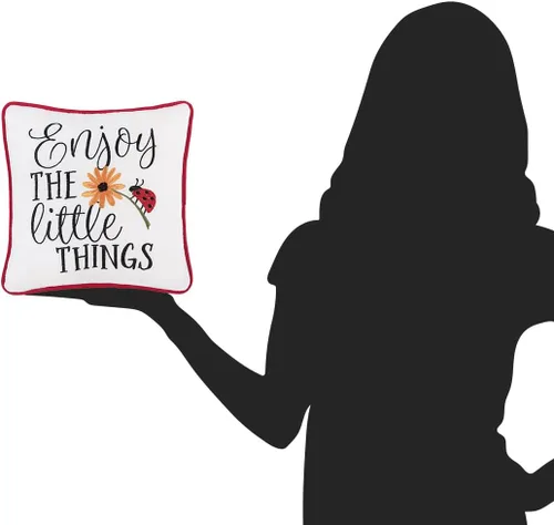 Miniatura 2 de C&F Home "Enjoy the Little Things Ladybug - Almohada pequeña y pequeña pequeña de 10 x 10 pulgadas, diseño de mariquita y girasol, mezcla