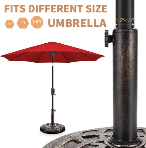 Miniatura 3 de FLAME&SHADE Base redonda de 20 libras para sombrilla de mesa de mercado de patio, para exteriores, bronce