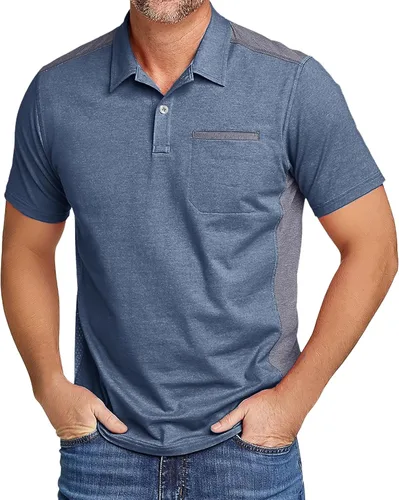 SWISSWELL Camisas tipo polo para hombre con bolsillo, manga corta, ligera, de rendimiento, para golf, de malla, para verano, casual