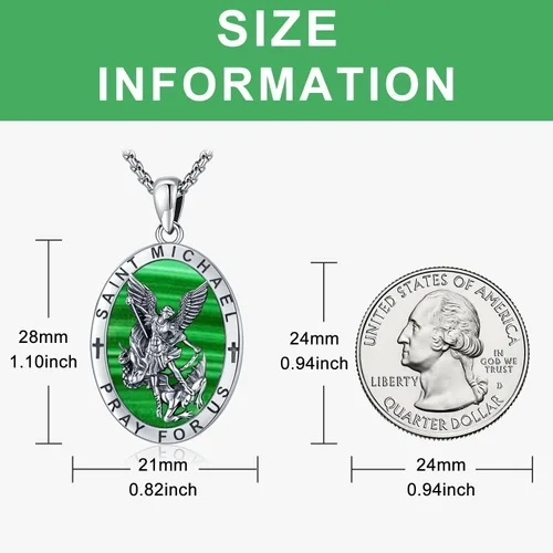 Miniatura 18 de Odinstone Collar de plata de ley 925 con medalla de San Miguel/San Cristóbal/San Benito/Crucifijo de Jesús/San Uriel/Arcángel Rafael para hombres