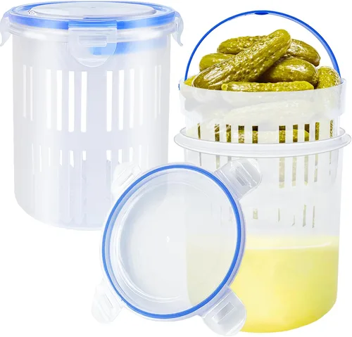 2 piezas de frascos para pepinillos con colador, frasco grande para pepinillos de 45 oz a prueba de fugas con tapa Lock It, contenedor para