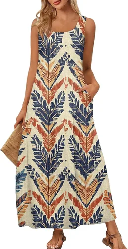 Miniatura 18 de Vestidos de iglesia para mujer 2025, casual, holgado, sin mangas, largo, fluido, vestido de verano con bolsillos