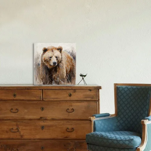 Miniatura 4 de Arte de pared rústico de osos del bosque, pinturas en lienzo, cuadros de animales, arte de pared para dormitorio y sala de estar