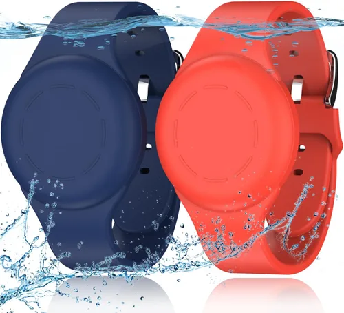 Miniatura 19 de R-fun Impermeable para Brazaletes Air Tag [Paquete de 2] Compatible con Localizadores Apple Air Tag, Funda Protectora de Silicona Suave, Anti
