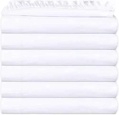 Miniatura 7 de GOLD TEXTILES Paquete de 12 fundas de almohada de polialgodón tamaño Queen, color blanco T-200, multiusos, ideales para usar en hoteles, hospitales