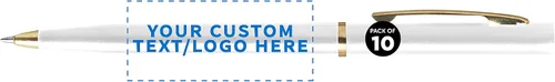 DISCOUNT PROMOS Bolígrafos personalizados Alston Hotel, paquete de 10 unidades, bolígrafos de plástico, texto personalizable, logotipo, color blanco