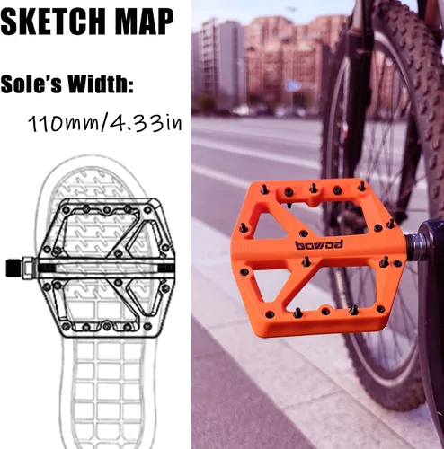 Miniatura 6 de Pedales MTB, pedales grandes para bicicleta de montaña, pedales de plataforma de bicicleta compuestos de fibra de nailon ligero, pedales de agarre