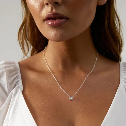 Miniatura 4 de ASCOMY Delicado collar con colgante solitario de diamante de circonita cúbica para mujer, chapado en oro de 14 quilates, redondo y cuadrado