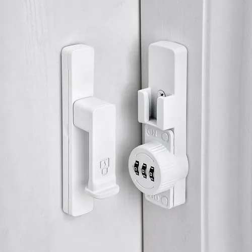 Miniatura 5 de INIRET Cerradura de Puerta de Granero Negra Mate de 180 Grados, Cerradura de Contraseña Mecánica, Contraseña de 3 Dígitos Sin Llave, Pestillo