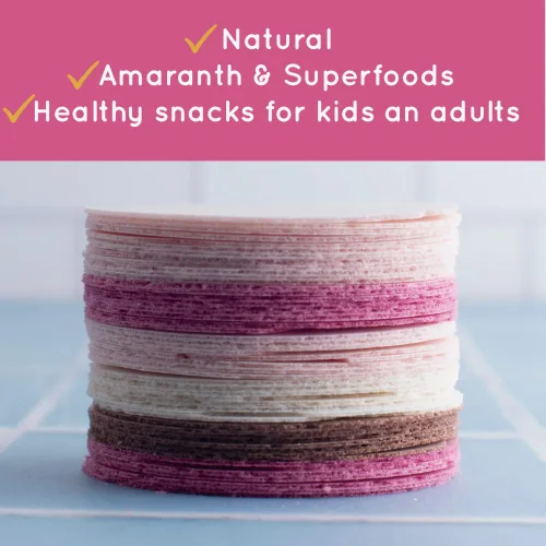 Miniatura 3 de Obleas de Amaranto Thins – Snack bajo en calorías – Obleas de Amaranto – Paquete de 6 chocolates, Chai rosa, capuchino, coco, canela, taro