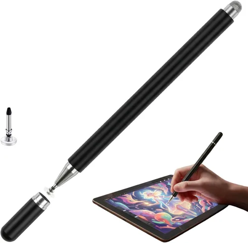 Miniatura 8 de Lápiz óptico para pantallas táctiles (2 unidades), disco magnético 2 en 1 y punta de fibra para iPad con tapa magnética, compatible con todas