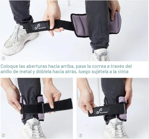 Miniatura 6 de Sportneer Juego de pesas de tobillo ajustables, 1 par, de 2, 4, 6, 8 y 10 libras, correas para el peso de las piernas para mujer, hombre, niños