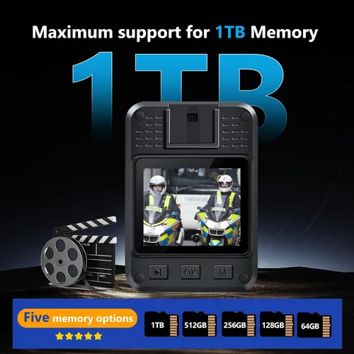 Miniatura 5 de CAMMHD Cámara corporal F6 1TB 4K, trabajo de 12 a 14 horas y visión nocturna ultra, cámaras corporales impermeables con grabación de audio y video