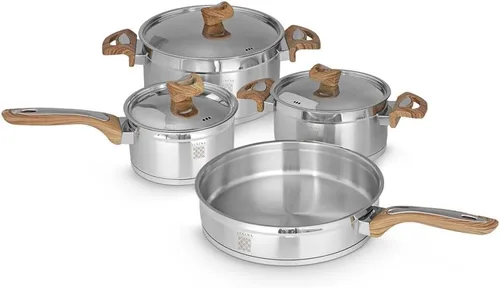 Serenk Juego de ollas y sartenes de acero inoxidable, utensilios de cocina no tóxicos, antiadherentes, 7 piezas, utensilios de cocina de inducción,