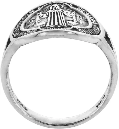 Miniatura 2 de Anillo de plata de ley de San Benito de 11.2in de ancho, tamaños 5-10