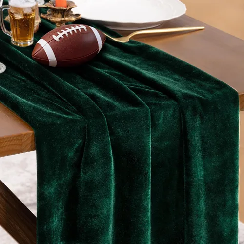 Miniatura 6 de Socomi Camino de mesa de terciopelo negro para el día de San Valentín, decoración de 20 x 120 pulgadas, tela de 10 pies, camino de boda de Acción