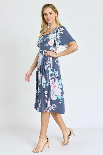 Miniatura 4 de Eloges - Vestido midi floral con manga mariposa para mujer, S-3X