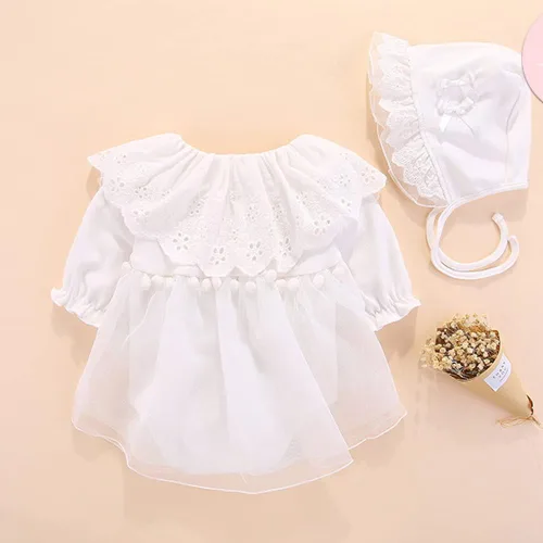 Miniatura 3 de Vestido de bebé para niña, de luna completa, de princesa, para primer cumpleaños, color rojo, de manga larga