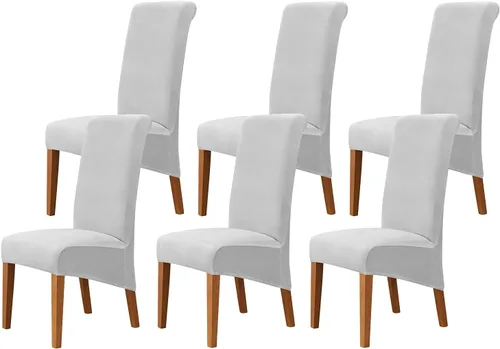 Miniatura 58 de Juego de 2 fundas de terciopelo para sillas de comedor, color beige, fundas elásticas para sillas de comedor y cocina, reutilizables, protector