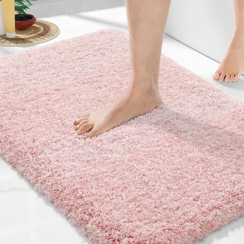 Miniatura 18 de Yimobra Alfombra de baño de felpa esponjosa, súper lanuda suave, cómoda, antideslizante, absorbente de agua, alfombra de baño de microfibra que se