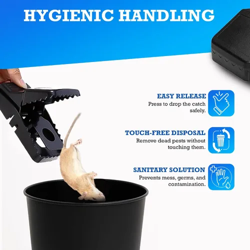 Miniatura 4 de Trampas grandes para ratas - Paquete de 4 trampas reutilizables a presión para ratas, ratones y ardillas – Control de roedores para interiores