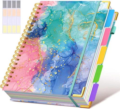 Miniatura 15 de Cuadernos en espiral de 8.5 x 11 pulgadas para trabajar con pestañas divisorias extraíbles, 300 páginas, cuaderno de 5 materias con rayas