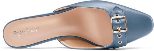Miniatura 4 de Zapatos de tacón medio con punta cuadrada para mujer, con hebilla sin cordones, básica, clásica, de 2.6 pulgadas