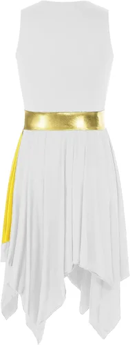 Miniatura 14 de easyforever Vestido de baile sin mangas con bloques de color para mujer, alabanza litúrgica, ropa de baile lírico, vestido de bata de adoración