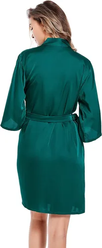 Miniatura 3 de Bata de satén sedoso para mujer, bata de dama de honor, bata de boda para fiesta, bata de baño suave kimono para mujer, ropa de dormir corta