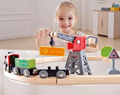 Miniatura 3 de Hape Juego de juguetes de tren y ferrocarril de entrega de carga