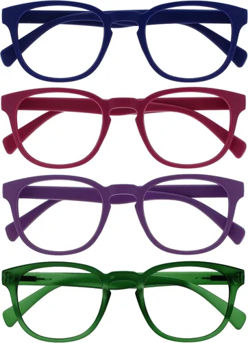 Miniatura 14 de OPULIZE Gafas de lectura POP y lentes de sol de lectura para mujeres y hombres, marco redondo mate resistente a los arañazos con bisagras de Paquete