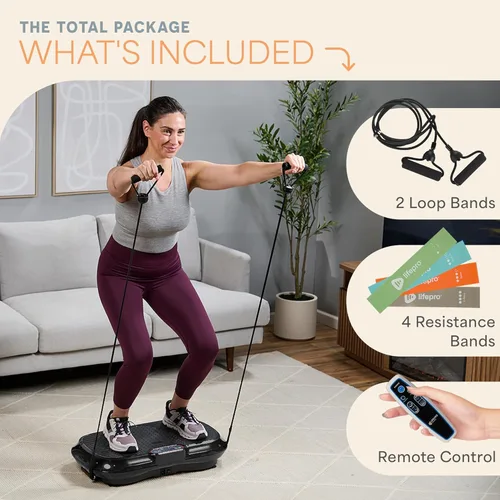 Miniatura 8 de LifePro Máquina de Ejercicio con Placa de Vibración - Plataforma de Fitness de Vibración para Entrenamiento de Cuerpo Completo con Bandas Elásticas